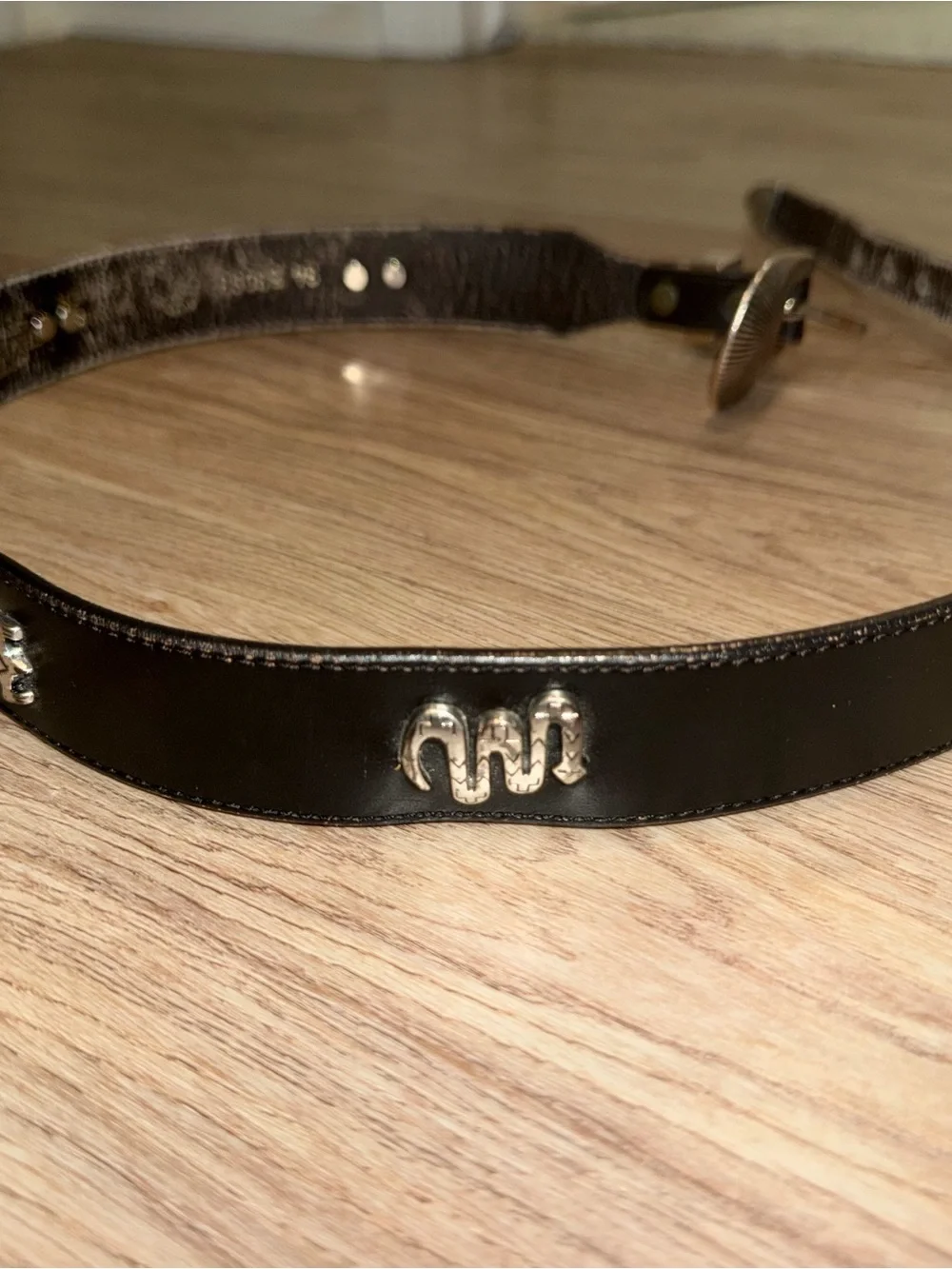 Black Silver Creek Leather Belt with Decorative Silver accents w/Buckle size 34